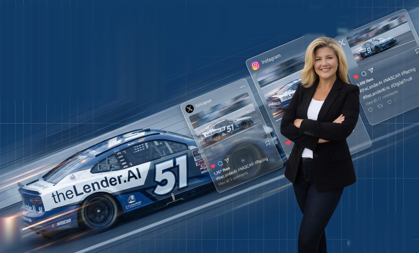 Cheryl, Account Executive, with The Lender AI No. 51 race car